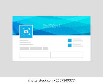 LinkedIn banner mockup technology gradient bokeh template, cover photo, profile page presentation flat abstract banner