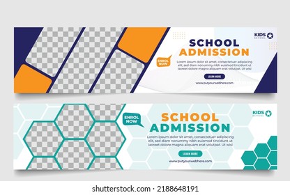 LinkedIn Cover Page Banner For School Admission, Back To School, Business Agency. Social Media Banner Design Template.