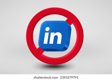 linkedin social platform ban concept. Vector 3d editorial illustration. TURKEY, FETHIYE, November 22, 2023 
