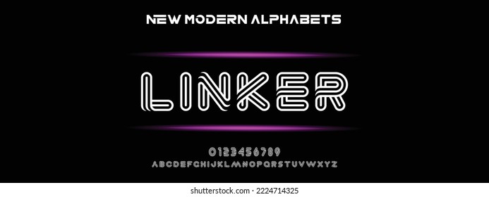 LINKER Modern Bold Font. Regular Italic Number Typography urban style alphabet fonts for fashion, sport, technology, digital, movie, logo design, vector illustration