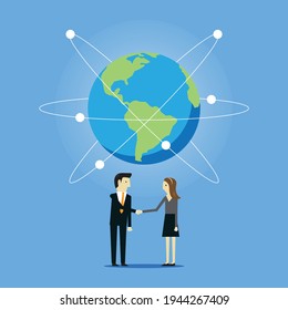 Linking business around the world, Vector illustration in flat style