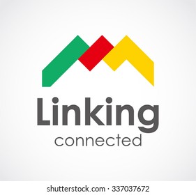 Linking of colorful ribbon abstract vector and logo design or template connected business icon of company identity symbol concept