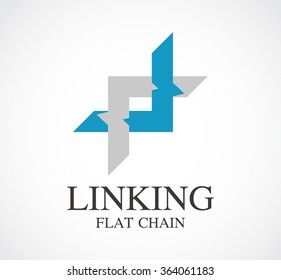 Linking of line connection abstract vector and logo design or template flat chain business icon of company identity symbol concept
