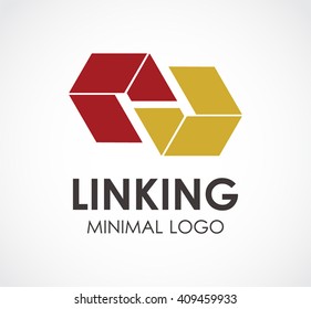 Linking minimal of ribbon chain abstract vector and logo design or template connection business icon of company identity symbol concept