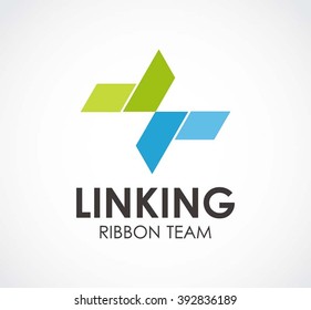 Linking ribbon of team abstract vector and logo design or template connection line business icon of company identity symbol concept