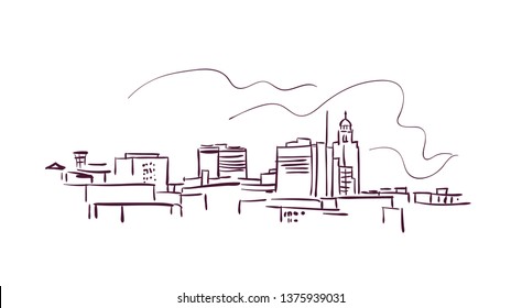 Linkoln Nebraska usa America vector sketch city illustration line art 