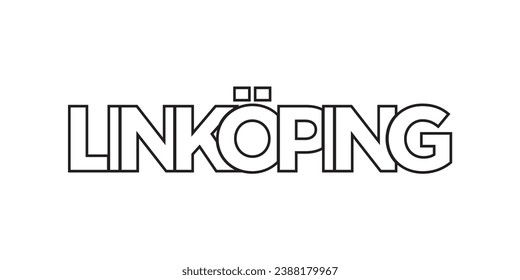 Linkoping in the Sweden emblem for print and web. Design features geometric style, vector illustration with bold typography in modern font. Graphic slogan lettering isolated on white background.