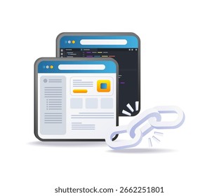 Links between website pages concept illustration