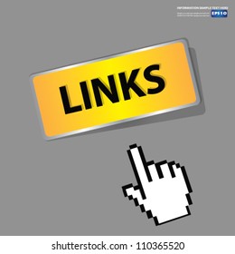 Links Button,sign with hand cursor,Vector