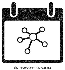 Links Calendar Day grainy textured icon for overlay watermark stamps. Flat symbol with dirty texture. Dotted vector black ink rubber seal stamp with grunge design on a white background.