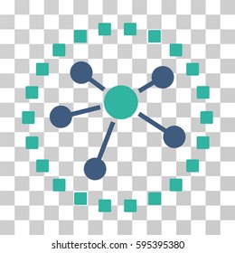 Links Diagram icon. Vector illustration style is flat iconic bicolor symbol, cobalt and cyan colors, transparent background. Designed for web and software interfaces.