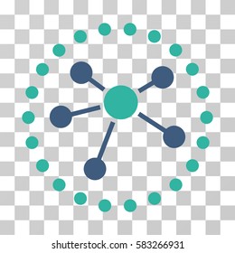 Links Diagram vector pictogram. Illustration style is flat iconic bicolor cobalt and cyan symbol on a transparent background.