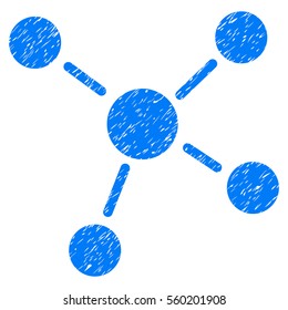 Links grainy textured icon for overlay watermark stamps. Flat symbol with dirty texture. Dotted vector blue ink rubber seal stamp with grunge design on a white background.