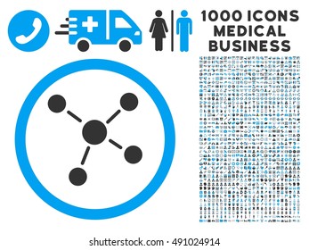 Links icon with 1000 medical commercial gray and blue vector pictographs. Clipart style is flat bicolor symbols, white background.