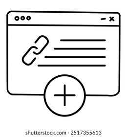 Design de ícone de links. Representando Navegação. Site. Hiperlink. URL. Ícone de vetor.