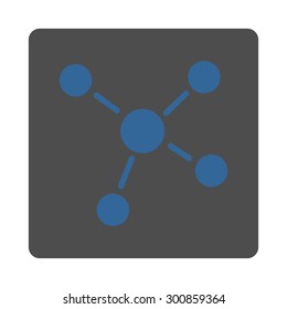 Links icon. Vector style is cobalt and gray colors, flat rounded square button on a white background.