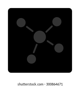 Links icon. Vector style is gray and light blue colors, flat rounded square black button on a white background.