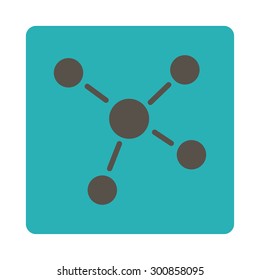 Links icon. Vector style is grey and cyan colors, flat rounded square button on a white background.