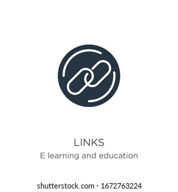 Vector de icono de vínculos. Icono de enlaces planos de moda de la colección e learning aislado en fondo blanco. La ilustración vectorial se puede utilizar para diseño gráfico web y móvil, logotipo, eps10
