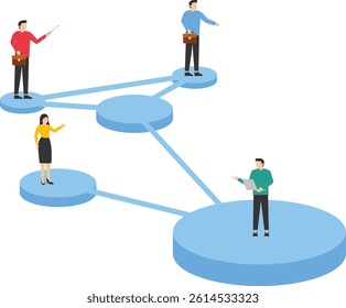 Links, Networks, Businessmen Standing on a Logical Tree stock illustration

