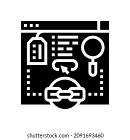 links from relevant site glyph icon vector. links from relevant site sign. isolated contour symbol black illustration