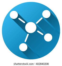 Links vector toolbar icon for software design. Style is a white symbol on a round blue circle with gradient shadow.