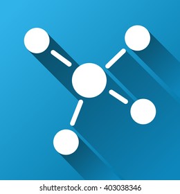 Links vector toolbar icon for software design. Style is a white symbol on a square blue background with gradient long shadow.