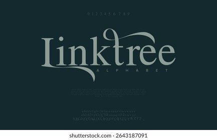 Linktree, letras e números elegantes de luxo. Tipo de casamento vintage clássico fonte serif decorativo vintage retro. ilustração vetor criativo