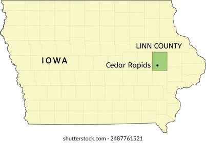 Ubicación en el mapa de Cedar Rapids, Iowa, Estados Unidos