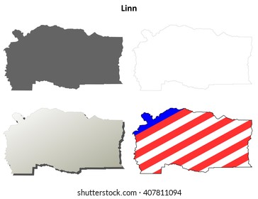 Linn County, Oregon blank outline map set