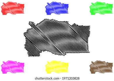 Linn County, Oregon State (U.S. county, United States of America) map vector illustration, scribble sketch Linn map
