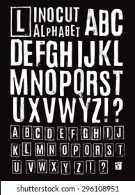 Lino cut alphabet