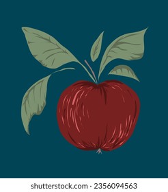 Lino cut style apple illustration