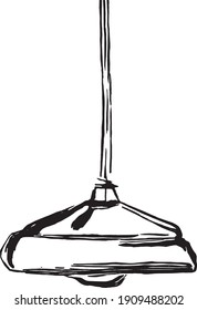 Linocut ceiling lamp. Hand drawn pendant light vector illustration.