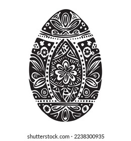 Linocut easter egg quirky vector. 