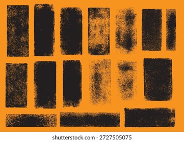 Colección de textura de sello de rodillo de tinta Linocut. Fondo grunge punk y efecto de rodillo áspero para el efecto de tipografía vintage.