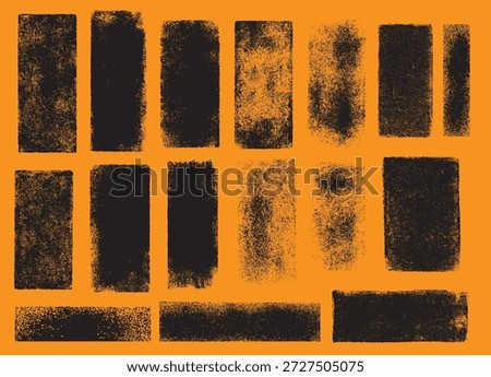 Linocut ink roller stamp texture collection. Punk grunge background and rough roller effect for vintage letterpress effect.