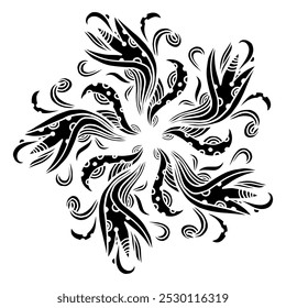 Patrón de linocut Ilustración vectorial dibujada a mano aislada 