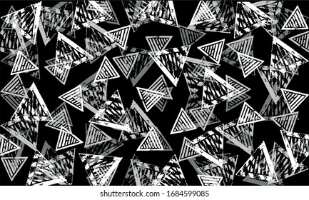 Textura de Linocut. Antecedentes de triángulos. Fondo moderno.
Papeles de textura. Papeles negros.