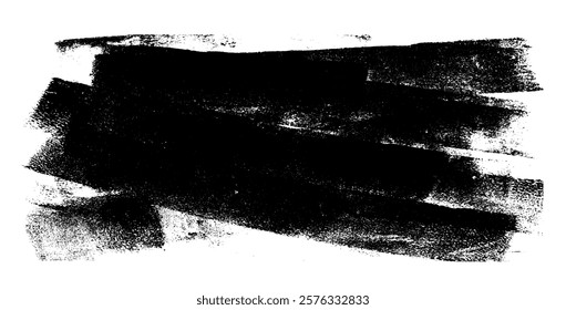 Linocut texture. Ink roller background. Grunge letterpress rectangles. Dry black brayer striped lines isolated on white background. Painted relief stains. Vector lino eroded abstract illustration.