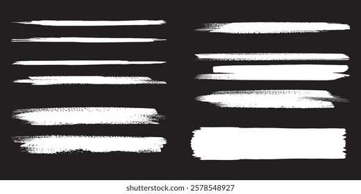 Linocut texture. Ink roller background. Grunge letterpress rectangles. Dry brayer striped lines isolated on dark background. Painted relief stains. Vector lino eroded abstract illustration