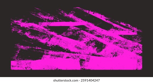 Linocut texture. Ink roller background. Grunge letterpress rectangles. Dry vibrant pink brayer striped lines isolated on white background. Painted relief stains. Vector eroded abstract illustration.