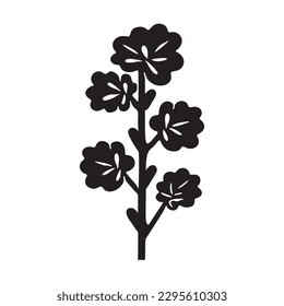 Linocut tree design elements in vector scandi style. Black and white forest symbol. 