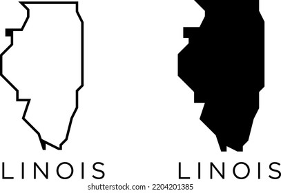 
Linois of USA Map icon outline style and flat vector Silhouettes