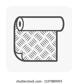 Linoleum floor material with diamond plate or checker plate pattern vector icon design. That is a roll of flexible floor finishing or paving material for cover floor to decoration interior building.
