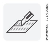Linoleum or lino floor cover material and cutter tool vector icon. That is a flexible floor finishing or paving material. To installation by cutting with cutter to paving on floor of home or building.