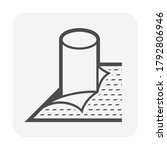 Linoleum or lino floor cover material vector icon. That flexible floor finishing or paving material with texture.
To cut and installation or construction on floor and fit around column and room shape.