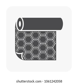 Linoleum or lino floor cover material with hexagon paver block pattern vector icon design. That is a roll of flexible floor finishing or paving material to decoration interior of home or building.