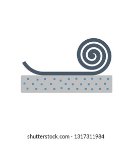 Linoleum or lino floor cover material vector icon design. That is a roll of flexible floor finishing or paving material to installation or construction on concrete floor of home interior or building.