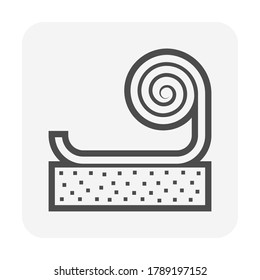 Linoleum or lino floor cover material vector icon design. That is a roll of flexible floor finishing or paving material to installation or construction on concrete floor of home interior or building.